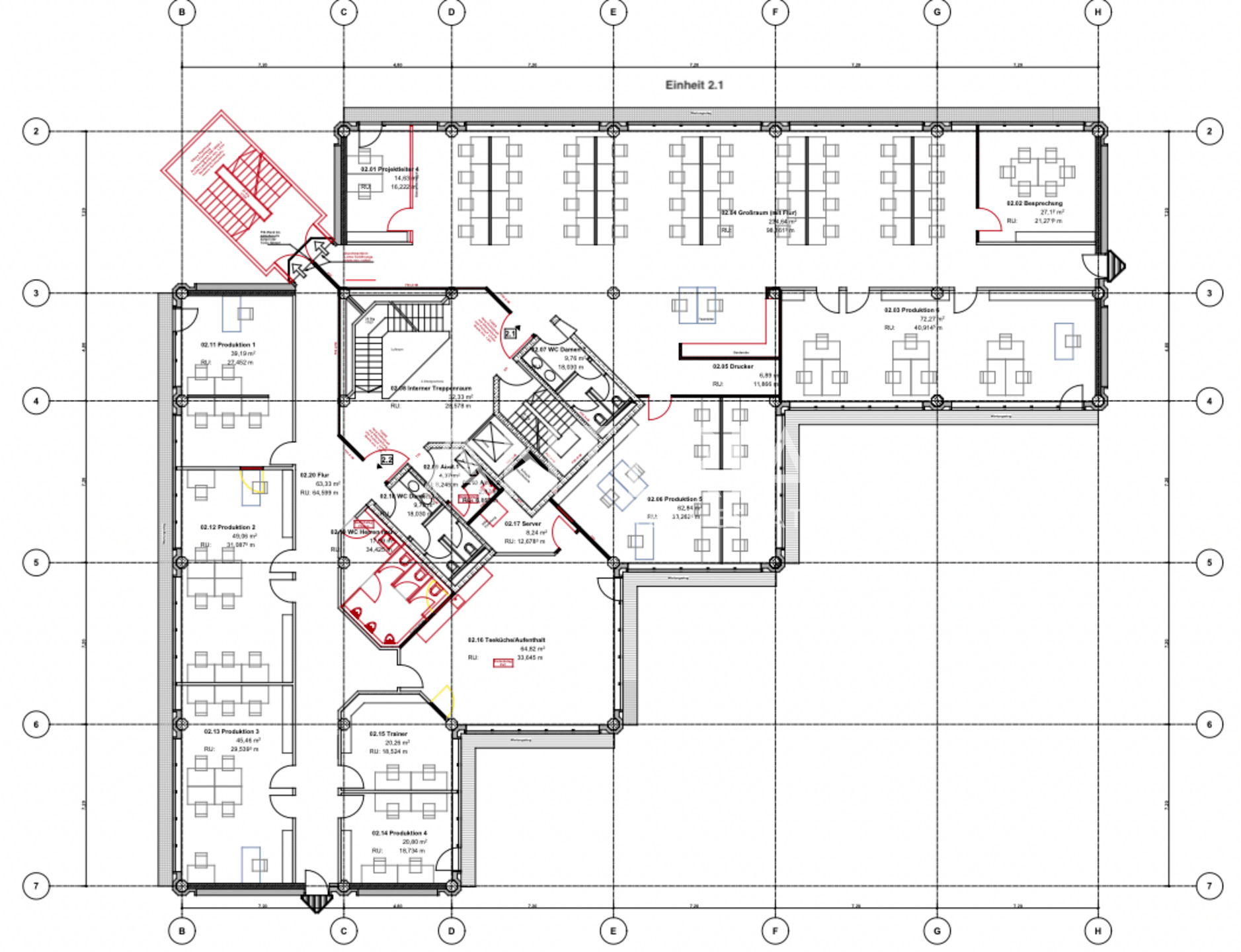 Grundriss Büroetage 2.OG