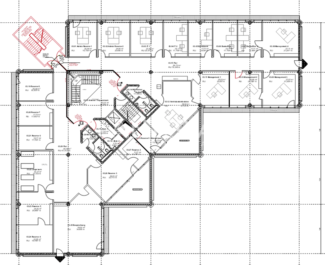 Grundriss Büroetage 3.OG