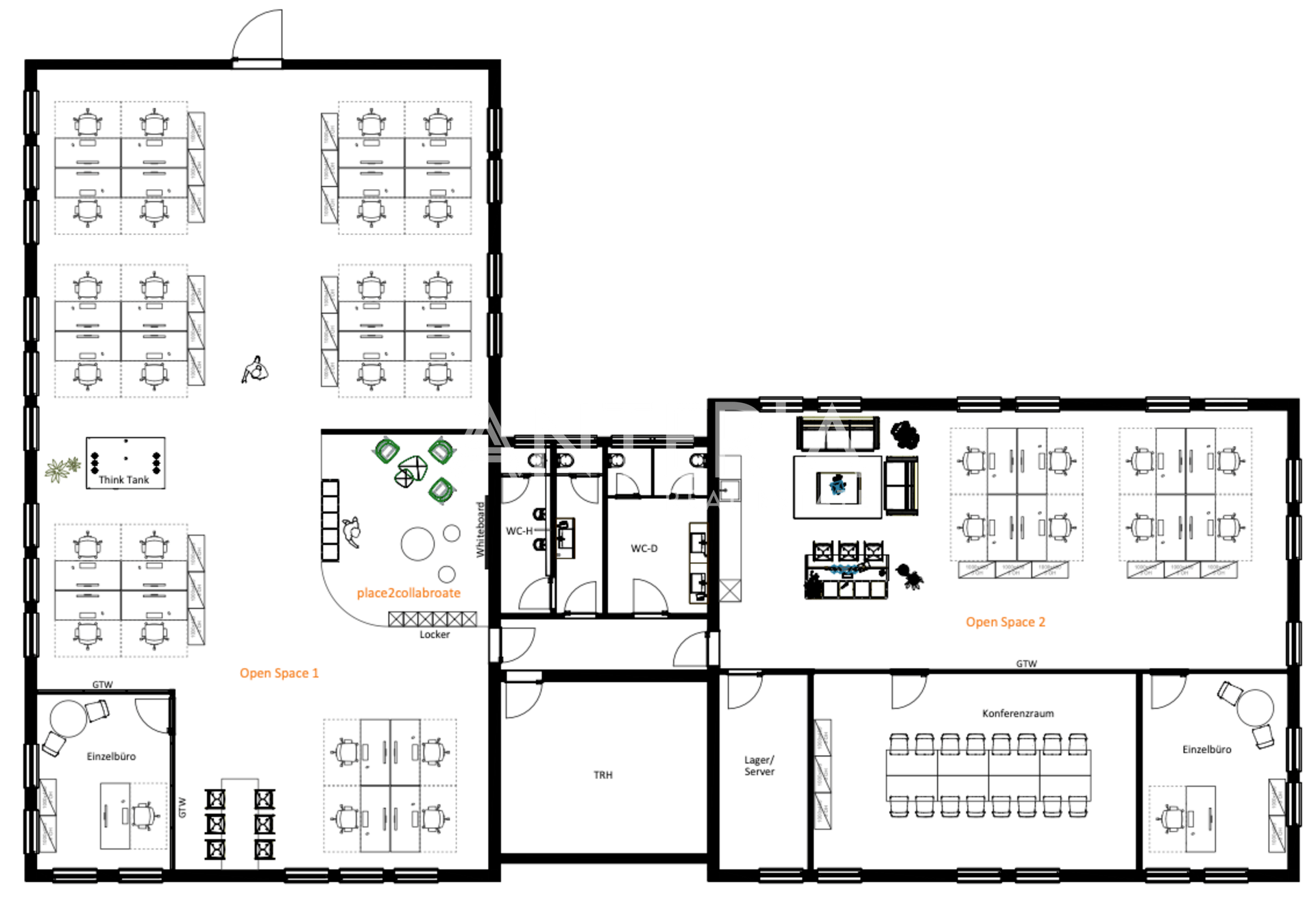 Schemenhafter Grundriss 1.OG