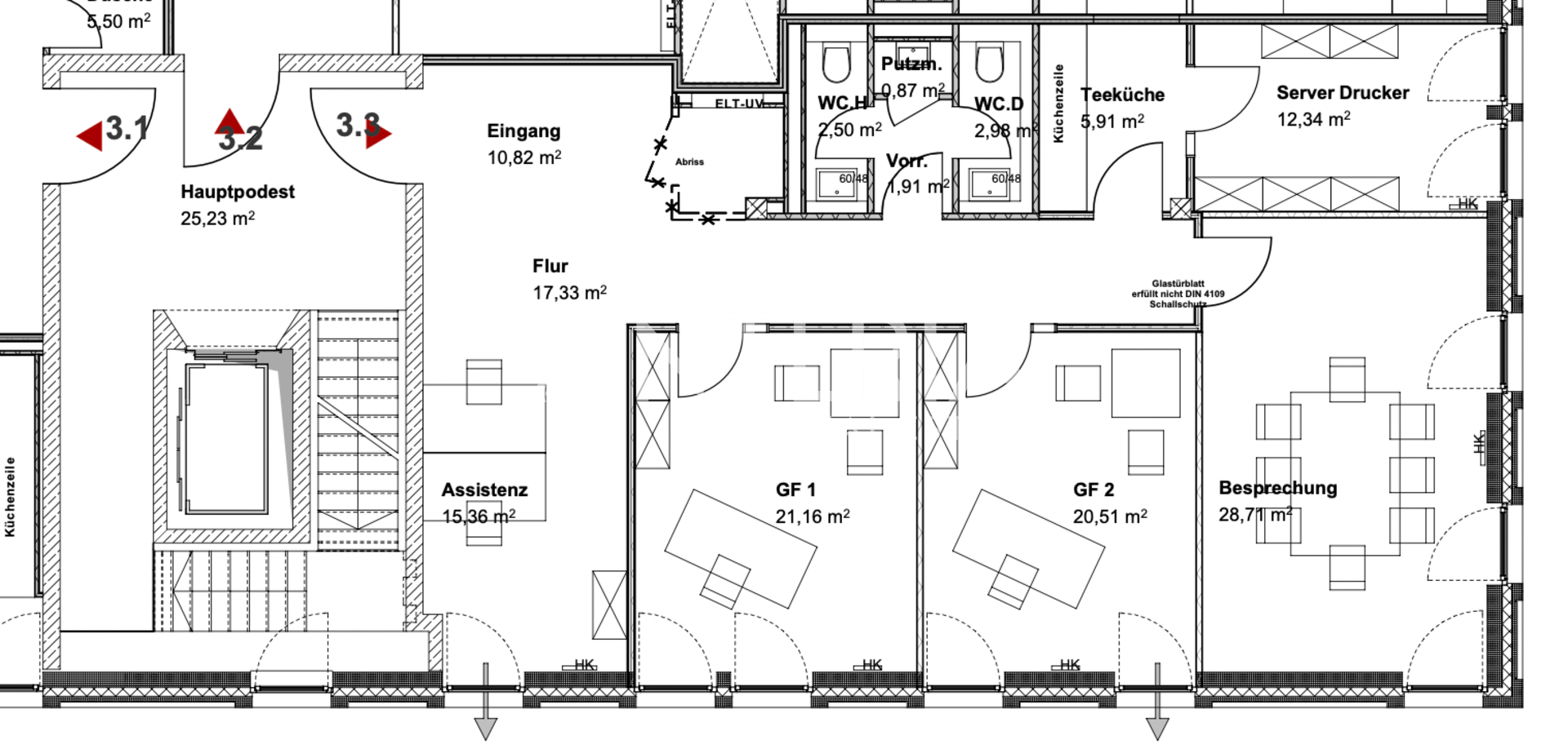 Grundriss Einheit 3.OG (3.3)